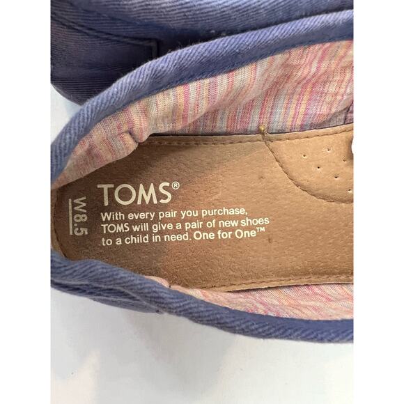 Toms Classic Alpargata Flat Shoes Blue Wash Canvas Slip On Loafer Sz 8.5 - Picture 5 of 6